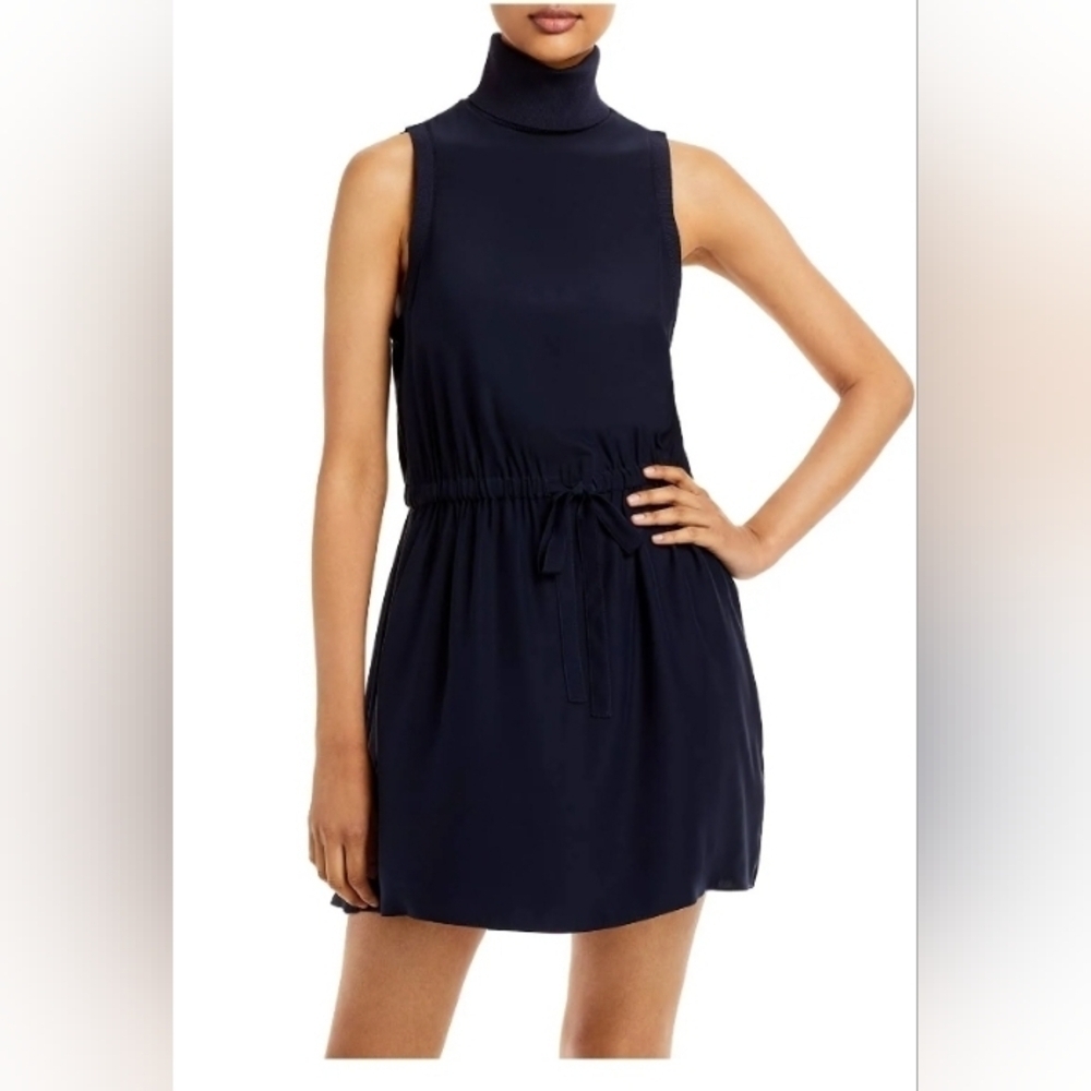 Cinq a sept silk turtleneck mini dress.
